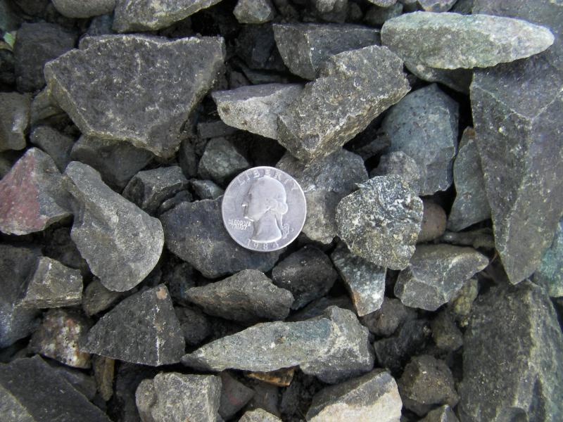 2 inch minus crushed basalt.  It has a nice darker gray color.